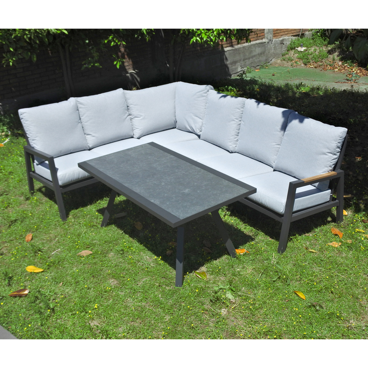 SALOTTO ANGOLO ALLUMINIO GRIGIO CM.250X195