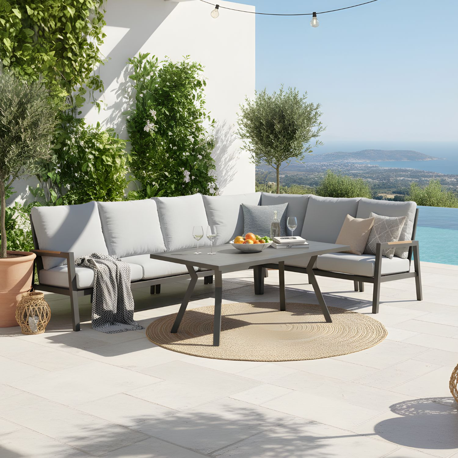 *SALOTTO ANGOLO ALLUMINIO GRIGIO CM.250X195