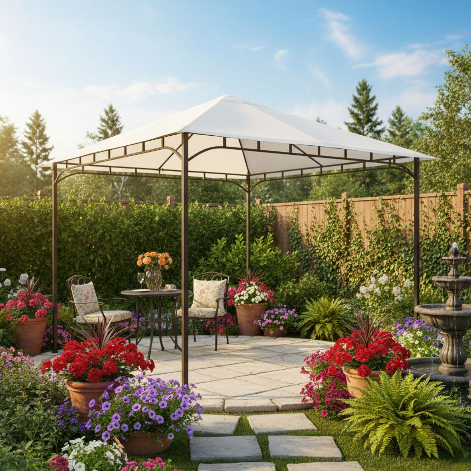 GAZEBO IN FERRO RODI MT.3X3 BEIGE