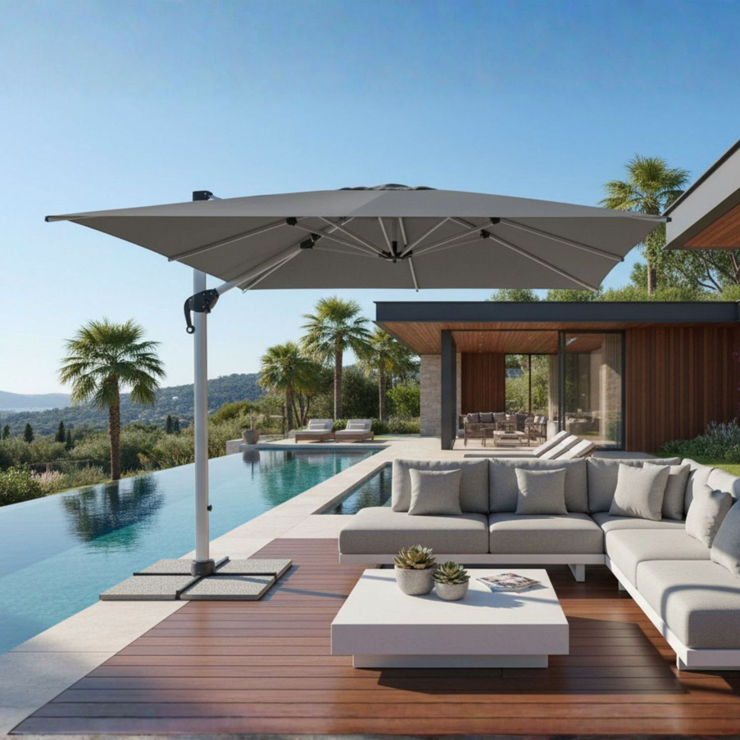 OMBRELLONE BRACCIO INES 3X4 ANODIZZ.GRIGIO C/COP.