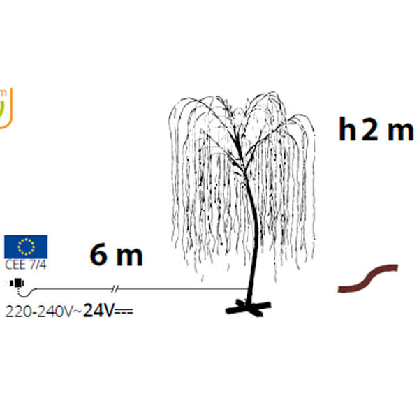 ALBERO RAMI CADENTI 512LED L.CALDA