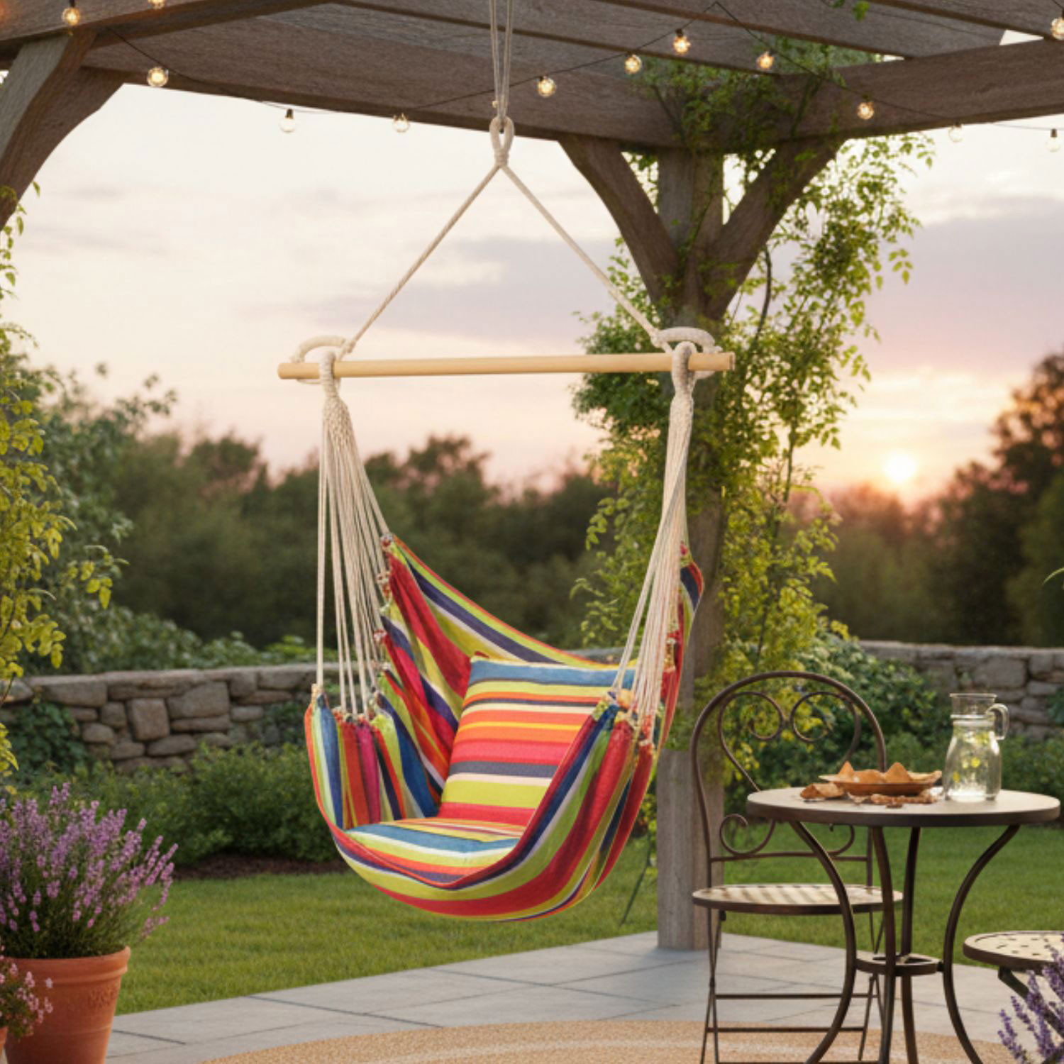 AMACA PENSILE LIVIA C/CUSCINO VERDE/ROSSO