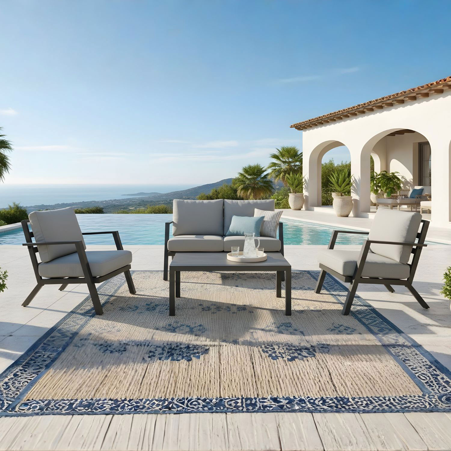 SALOTTO C-C HARLEY ALLUMINIO ANTRACITE