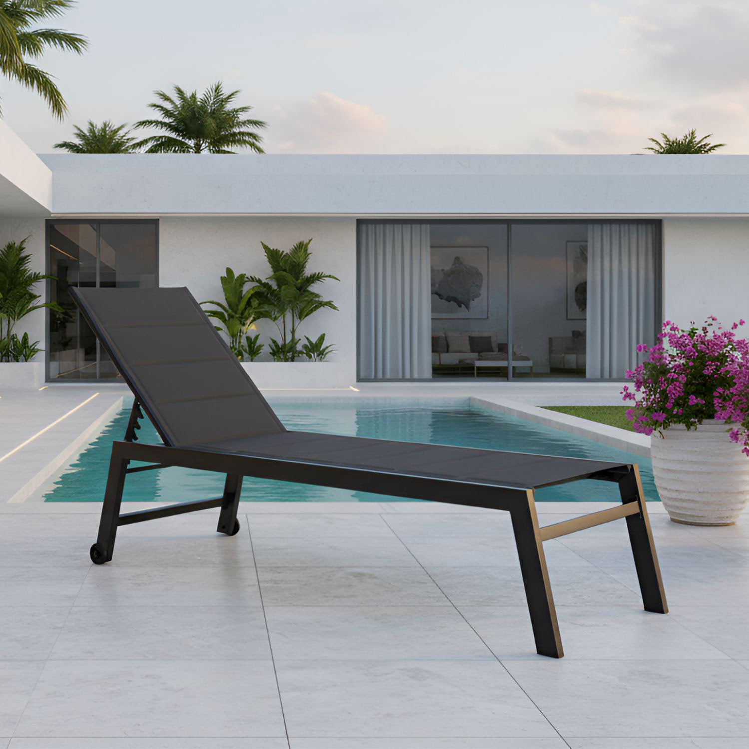 LETTINO ALTO CON RUOTE HILDE ANTRACITE