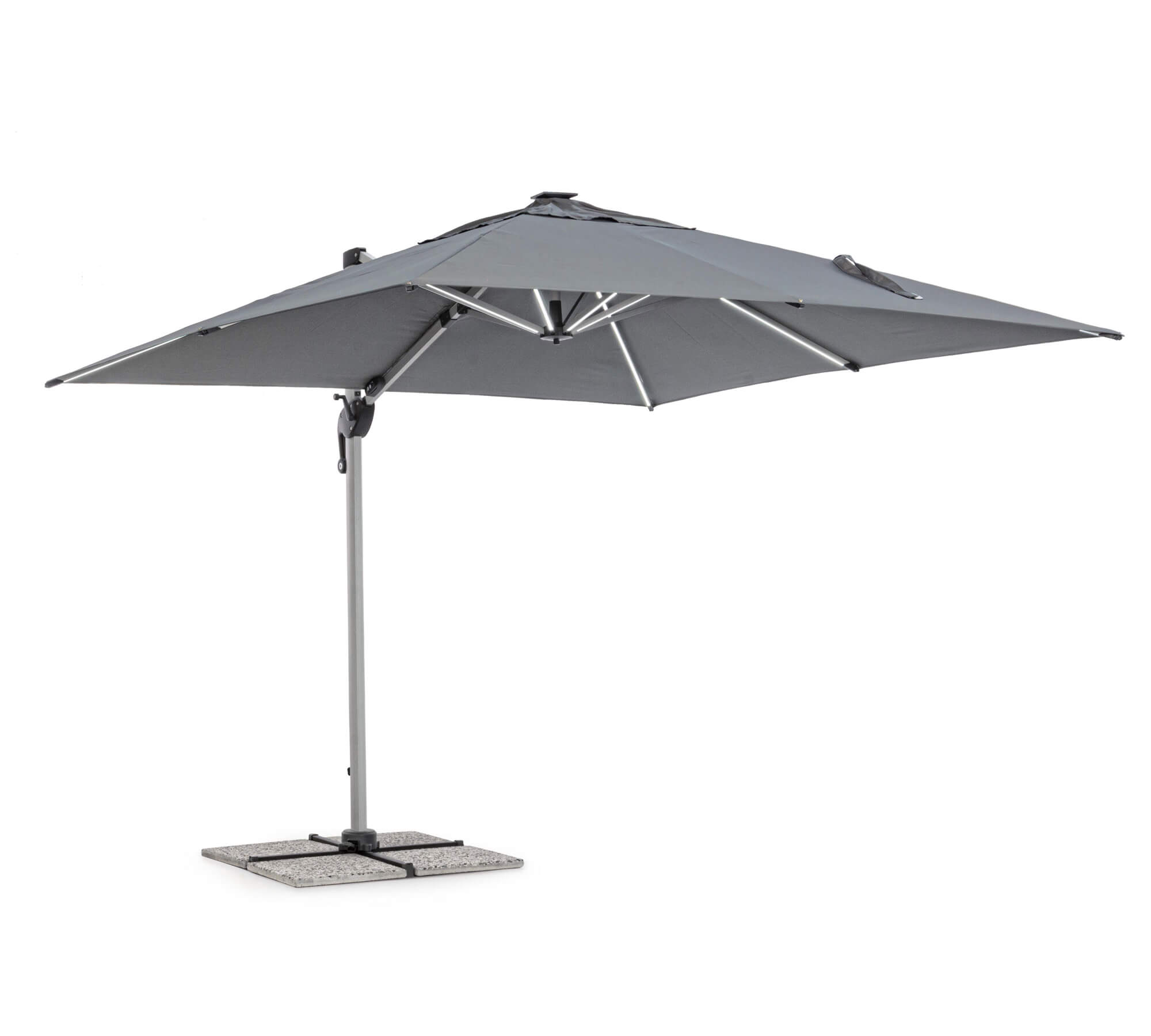 OMBRELLONE BRACCIO INES 3X3 C/LED ANODIZ/GRIGIO