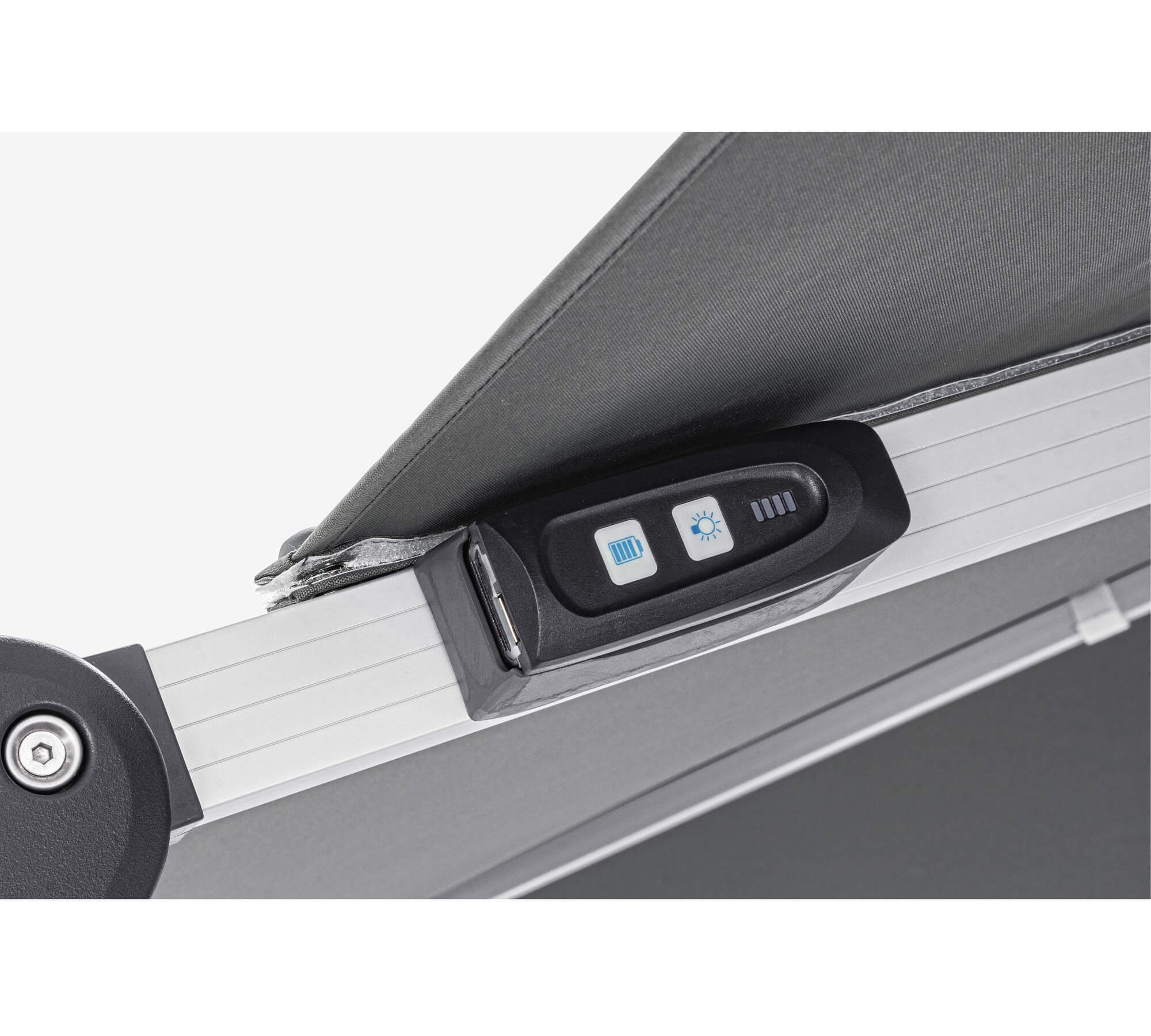 OMBRELLONE BRACCIO INES 3X3 C/LED ANODIZ/GRIGIO