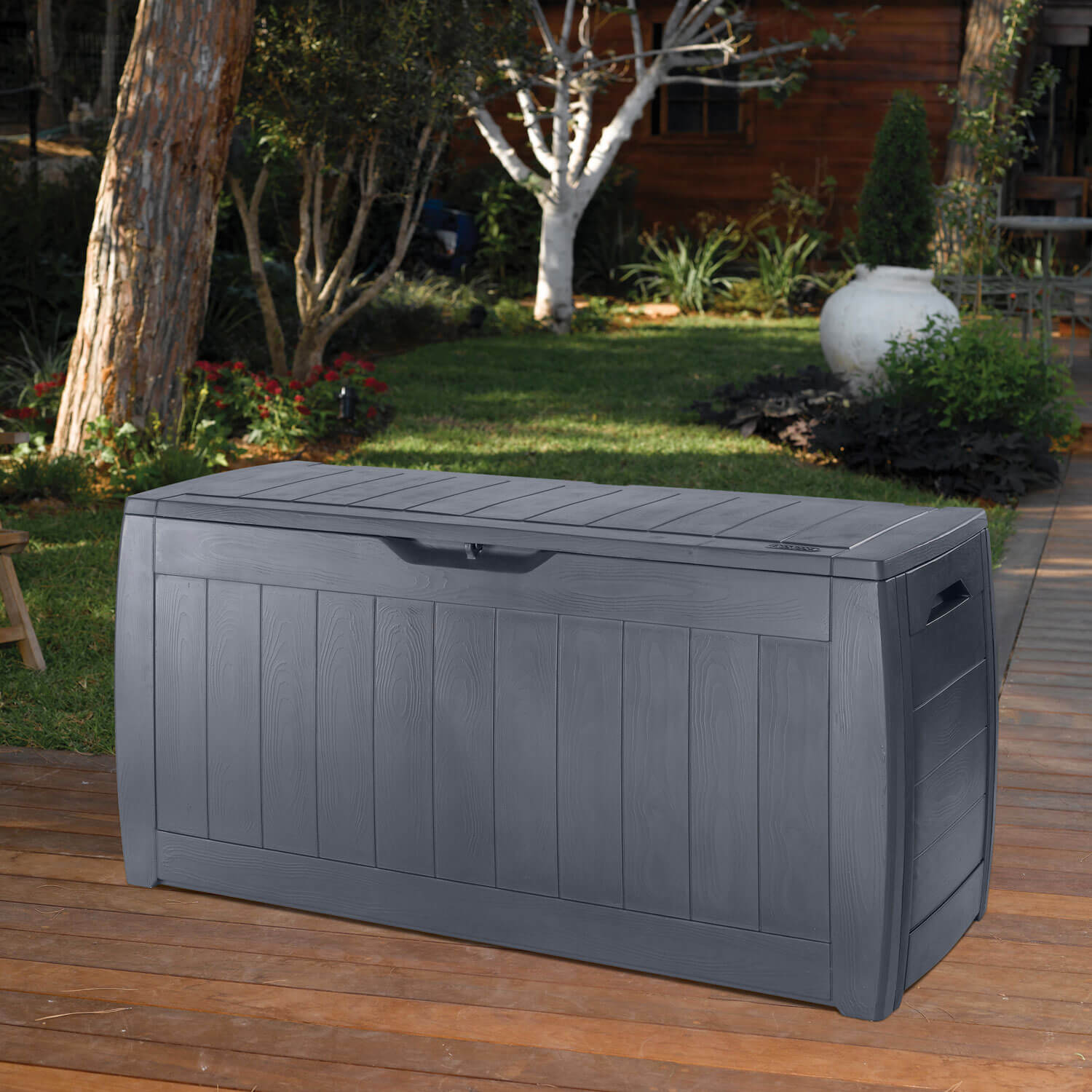 BAULE RESINA EFFETTO LEGNO CM.117.5X45X57.3 GRIGIO