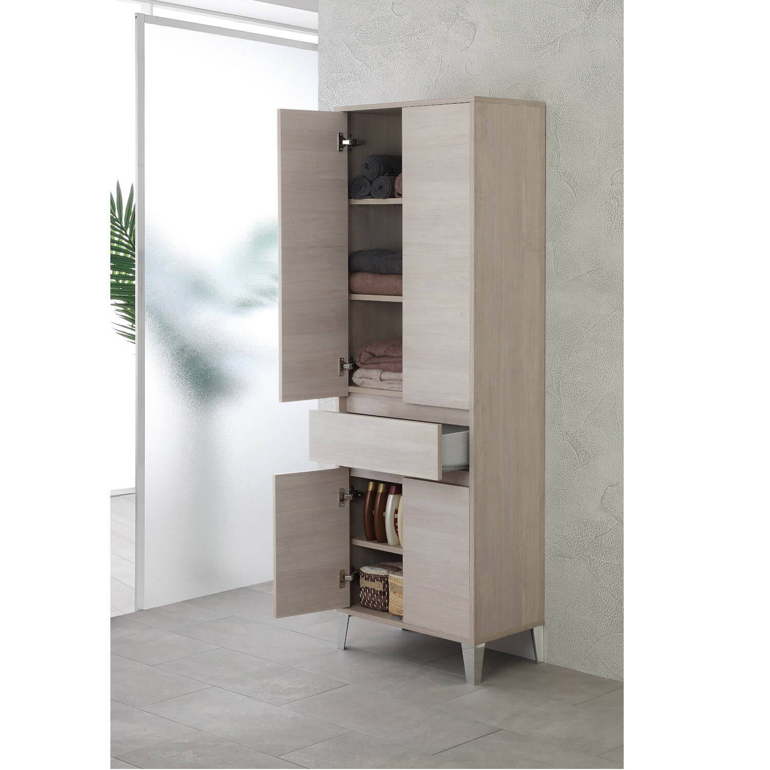 COLONNA DOPPIA P/ASCIUGAMANI CM.60 ROVERE CHIARO