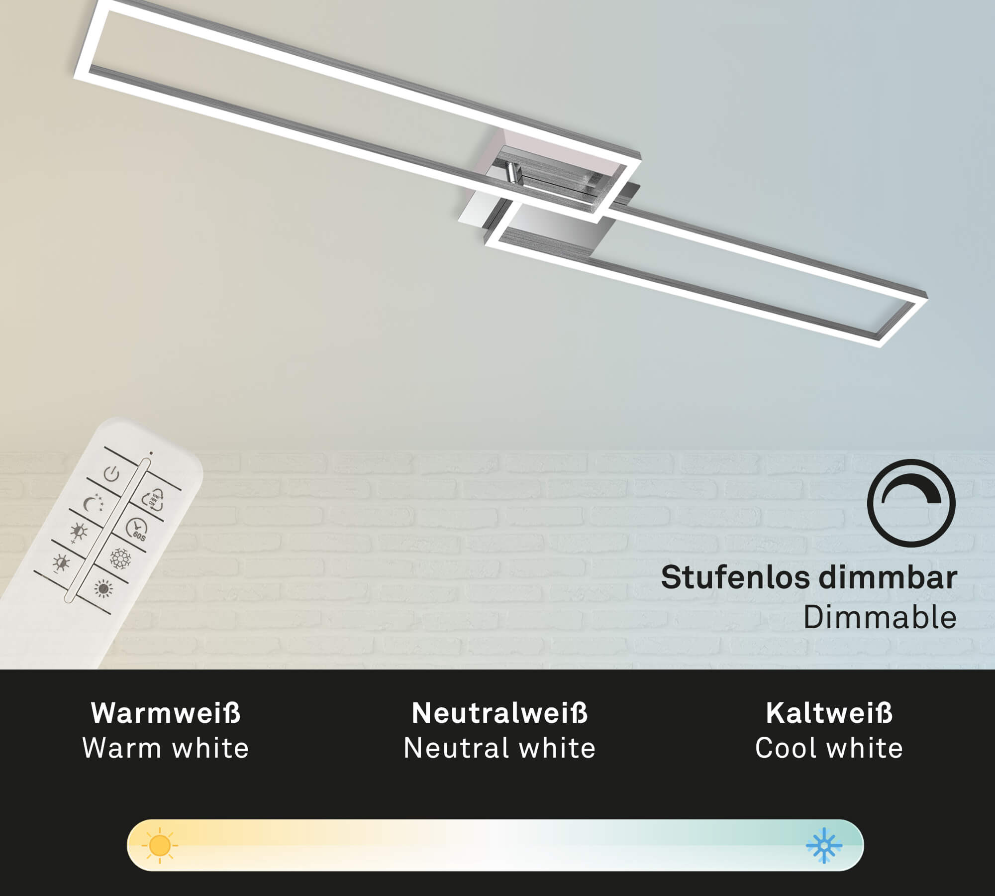 PLAFONIERA APPLIQUE CM.110X25 40W 2700K DIMMER.