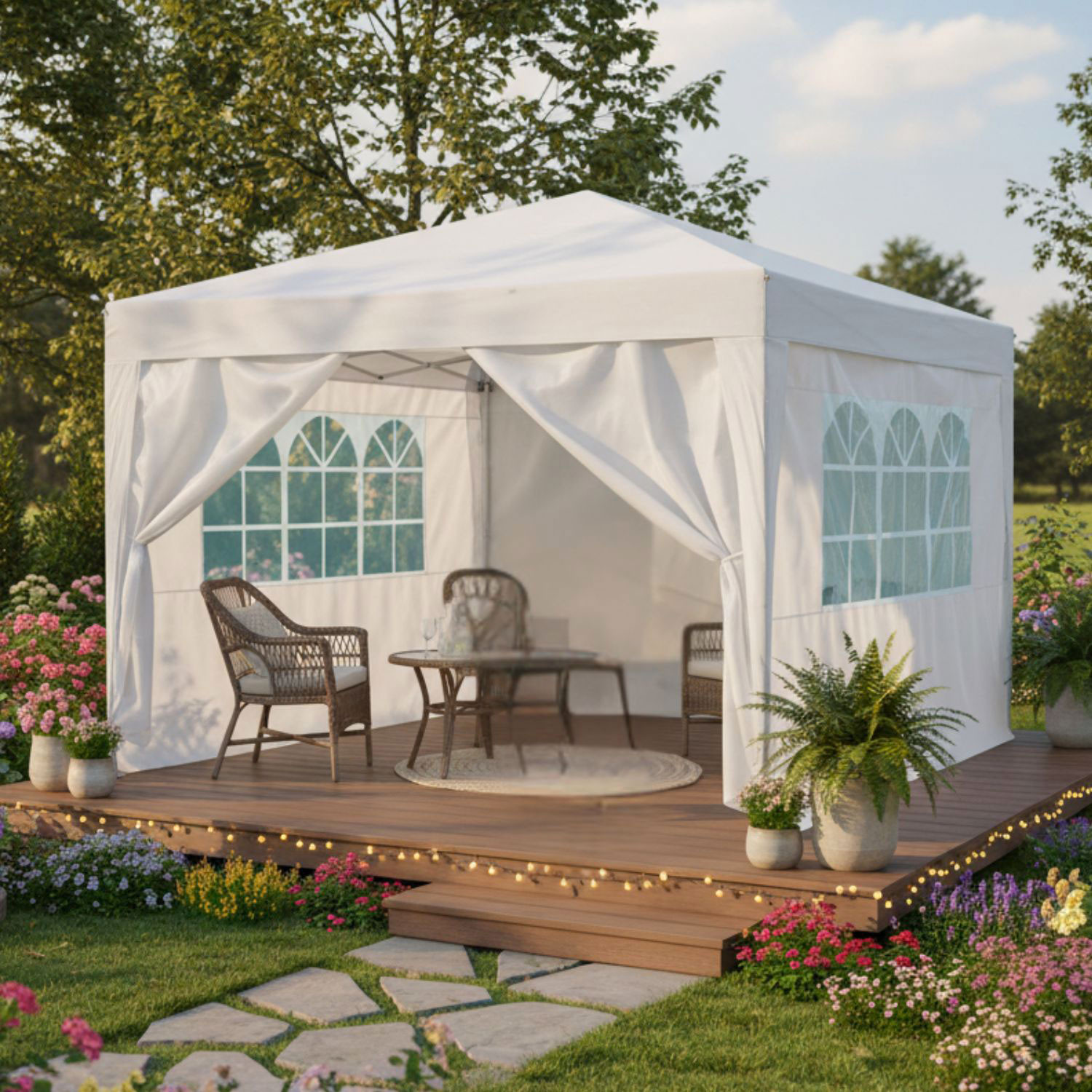 GAZEBO ESTENSIBILE C/TENDE L.MT.3X3