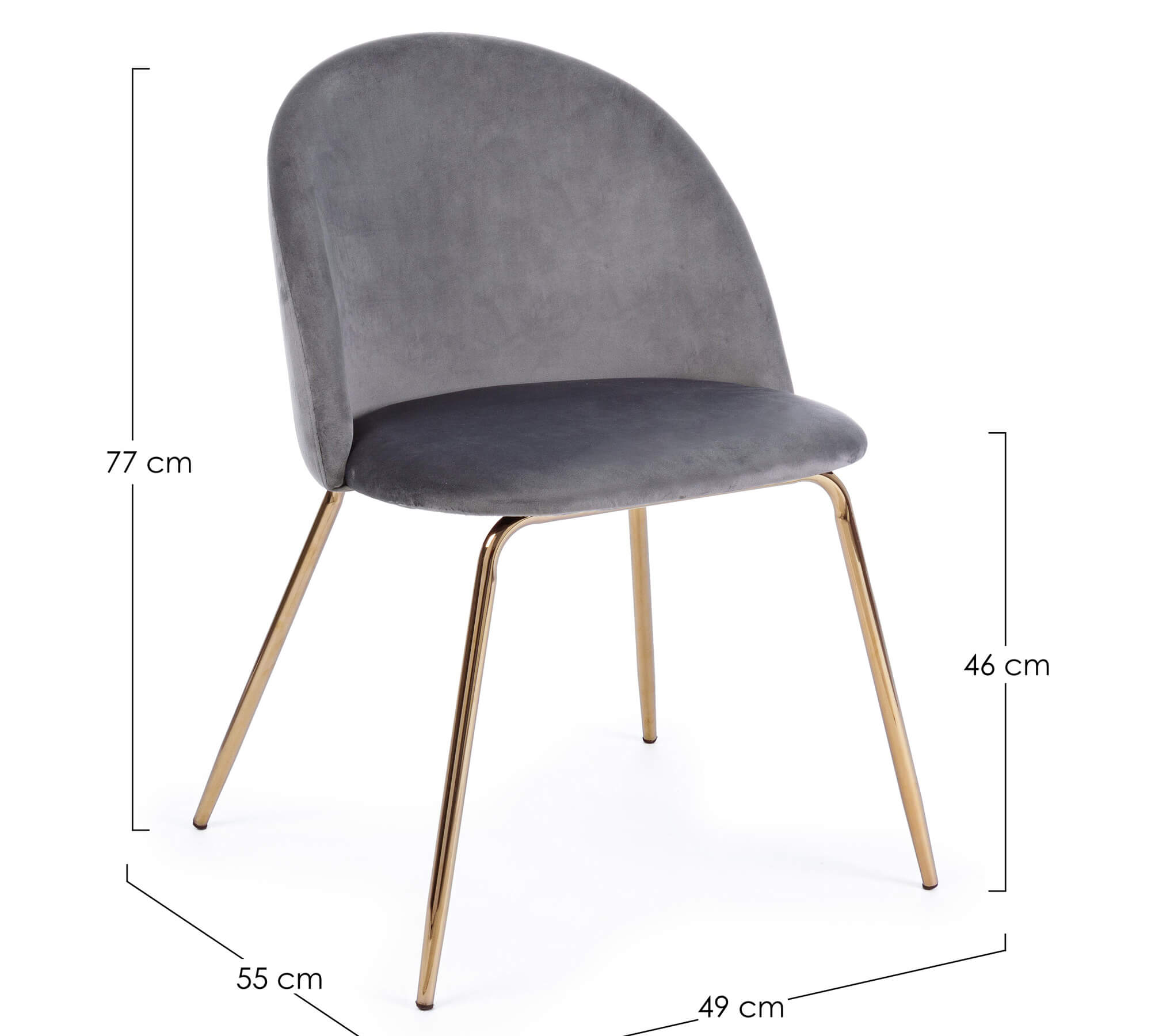 SEDIA TANYA VELLUTO GRIGIO