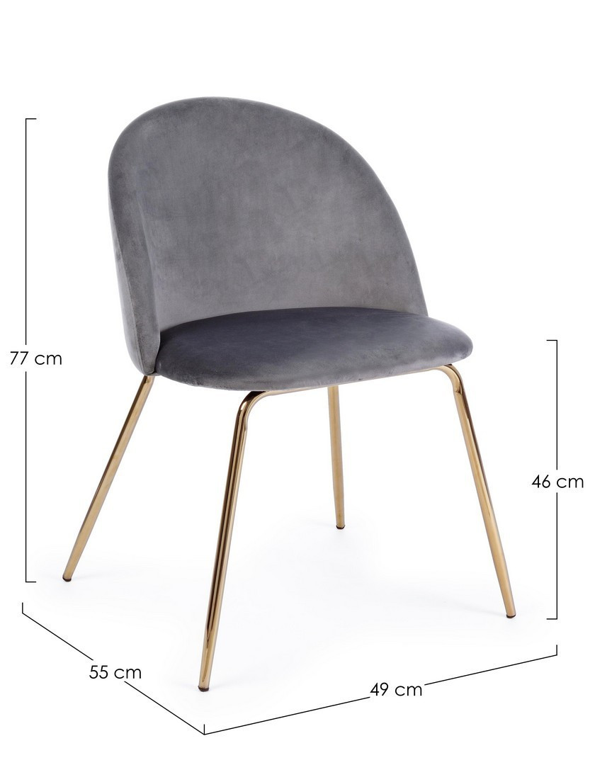 SEDIA TANYA VELLUTO GRIGIO