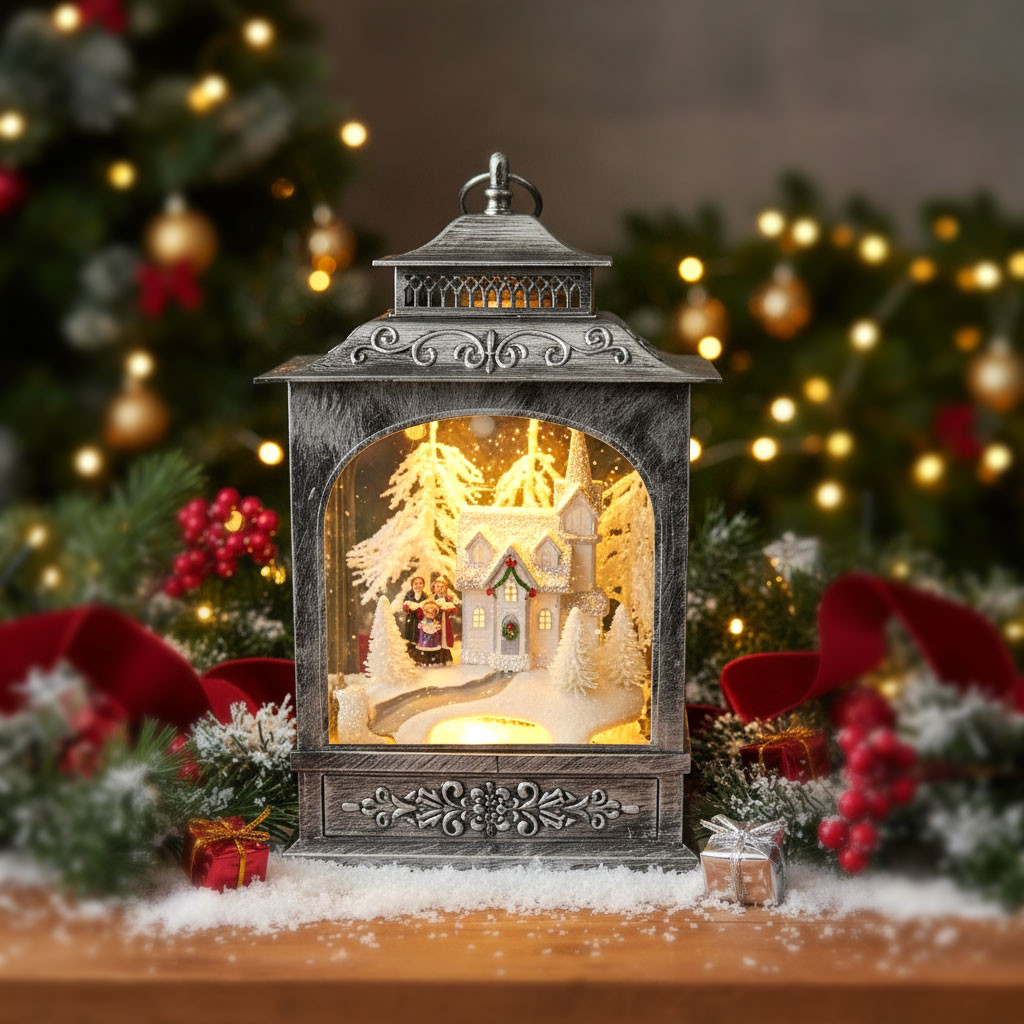 *GIOSTRINA SCENARIO MOVIMENTO NEVE LUCI SUONI