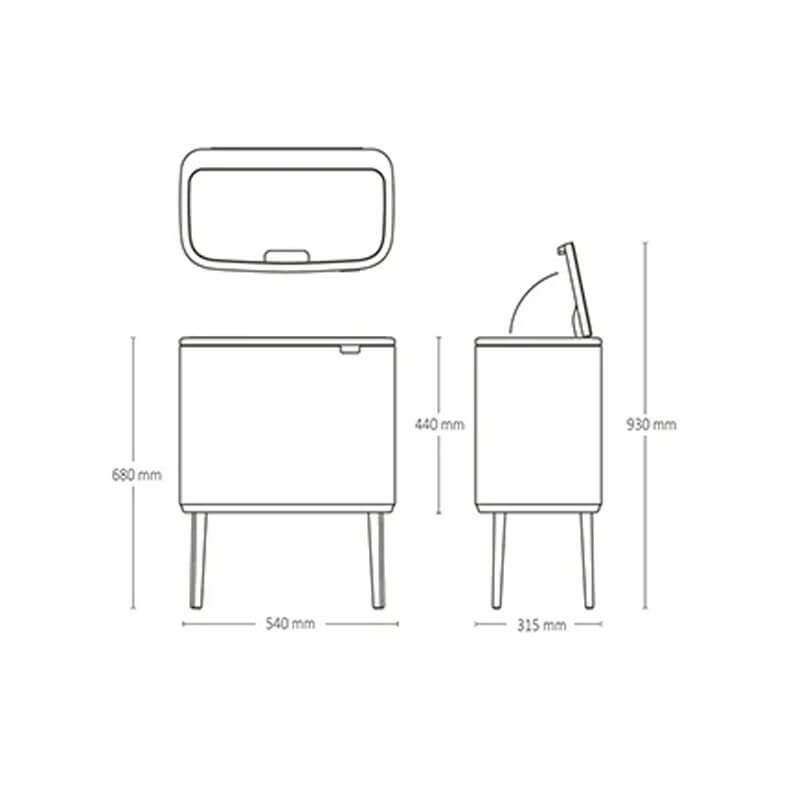 PATTUMIERA BO TOUCH BIN 11+23LT PLATINO