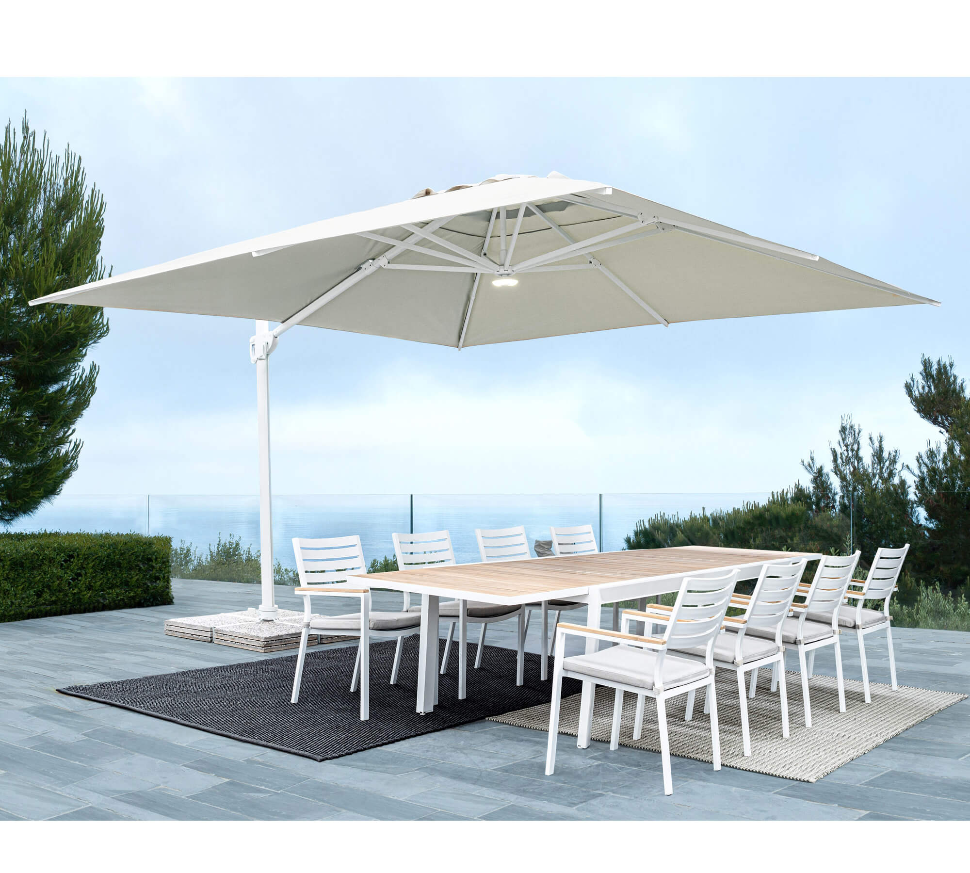 OMBRELLONE BRACCIO EDEN 3X3 BIANCO-NATURALE