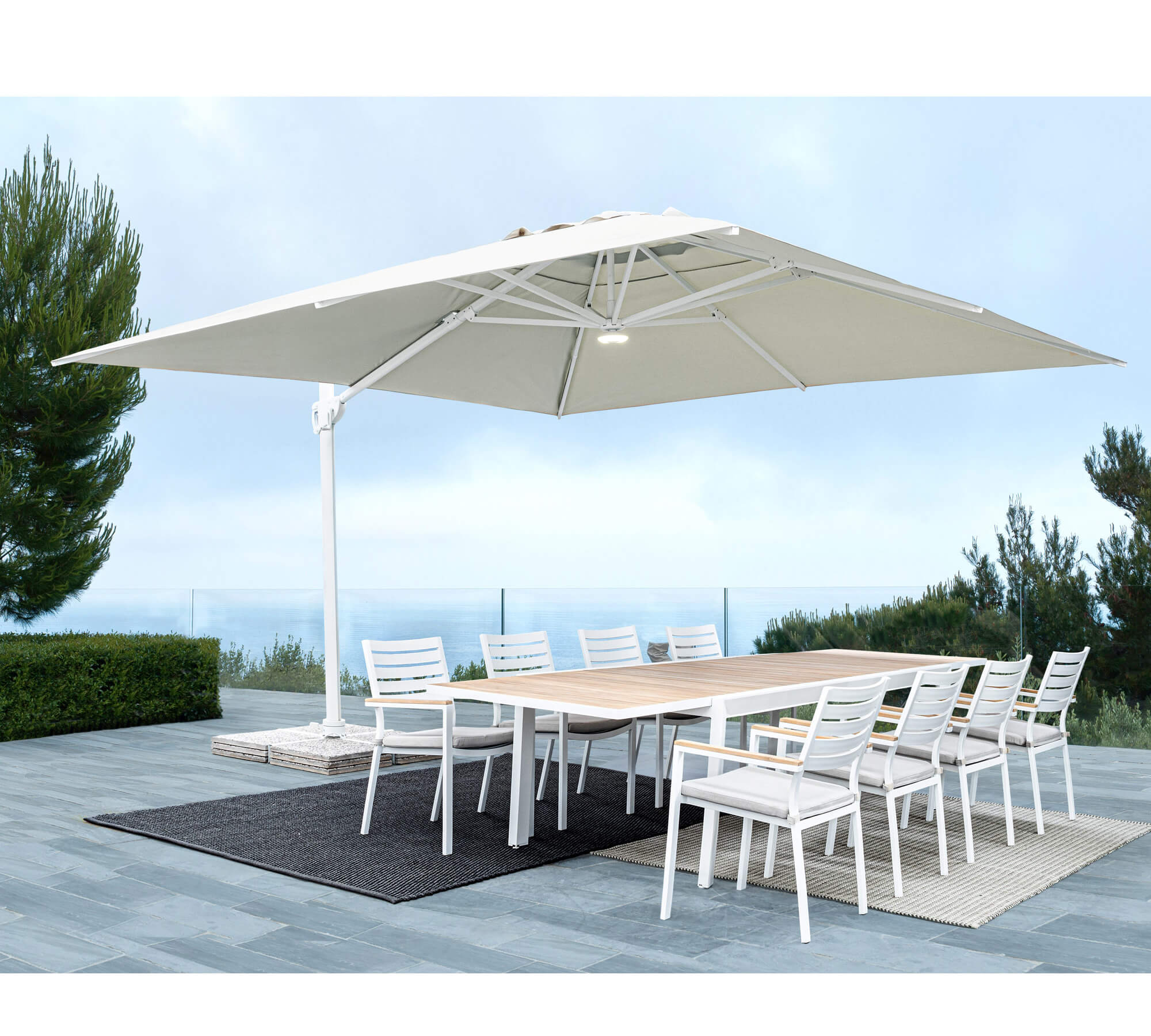 OMBRELLONE BRACCIO EDEN 3X4 BIANCO-NATURALE