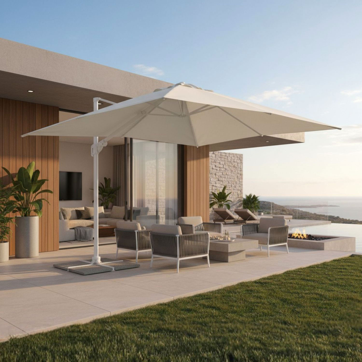 OMBRELLONE BRACCIO EDEN 3X4 BIANCO-NATURALE