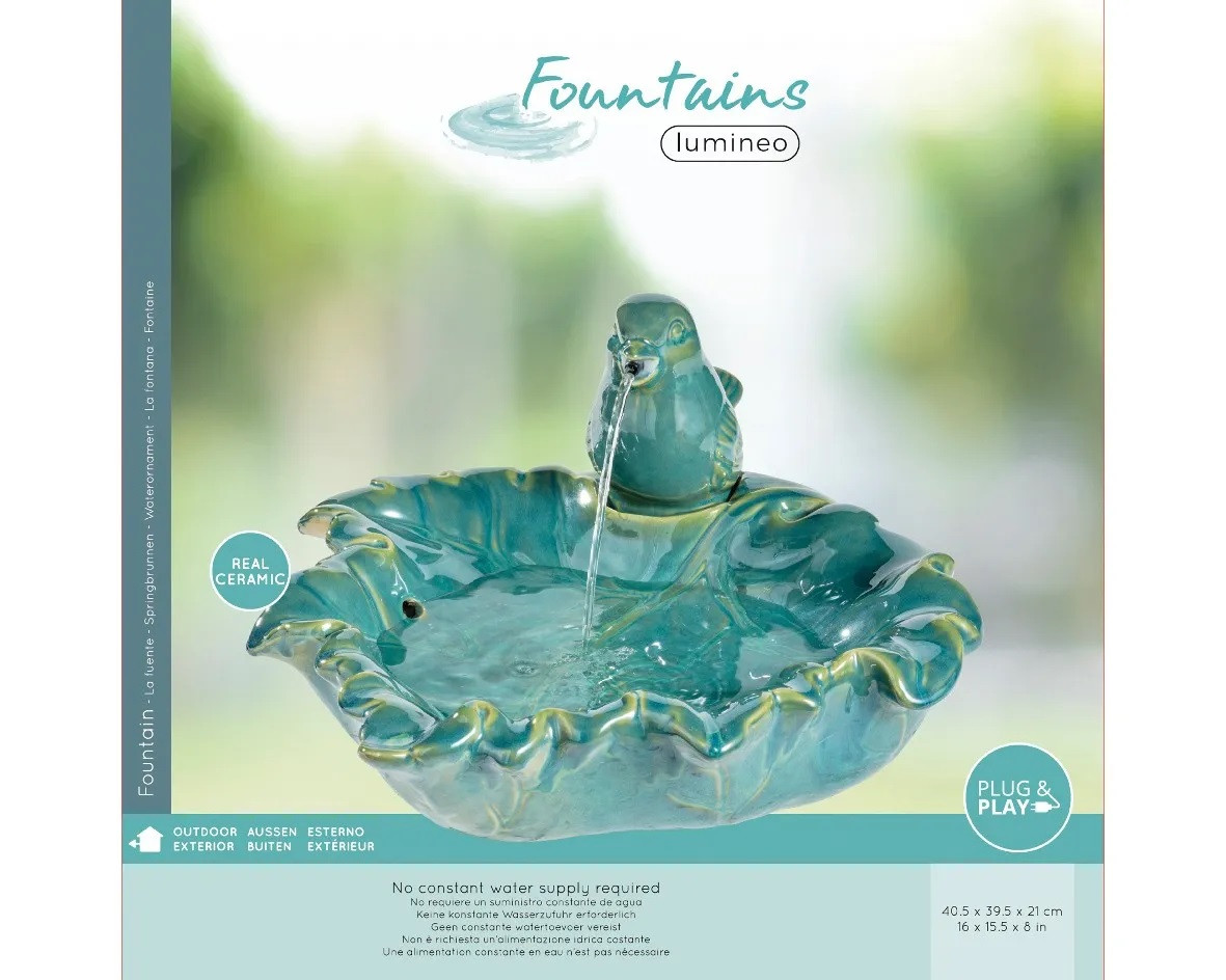 FONTANA CERAMICA UCCELLINO D.40.5 VERDE