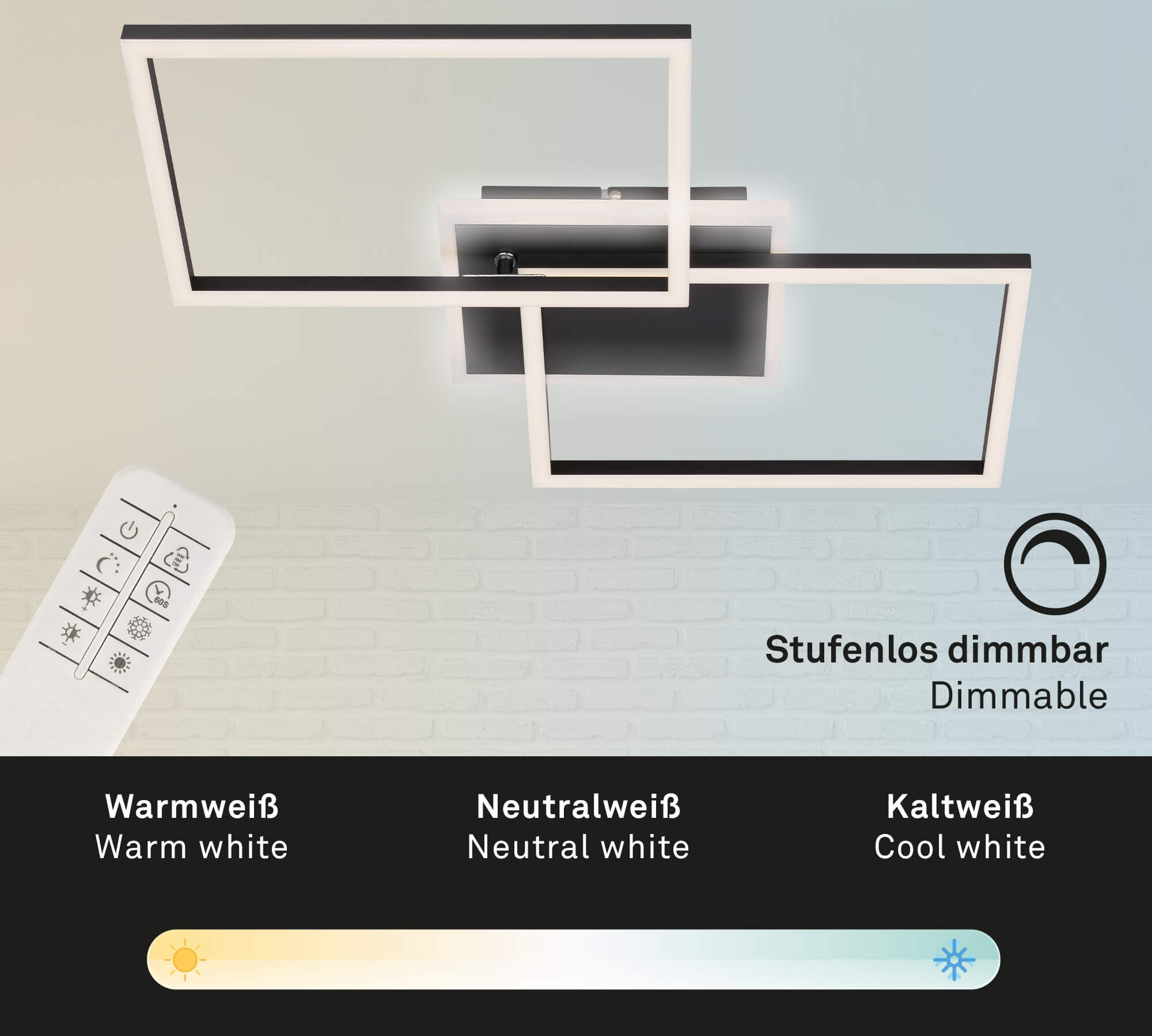 *FRAME APPL/PLAF.LED CM.50X38.8 40W MET/NERO C/TEL