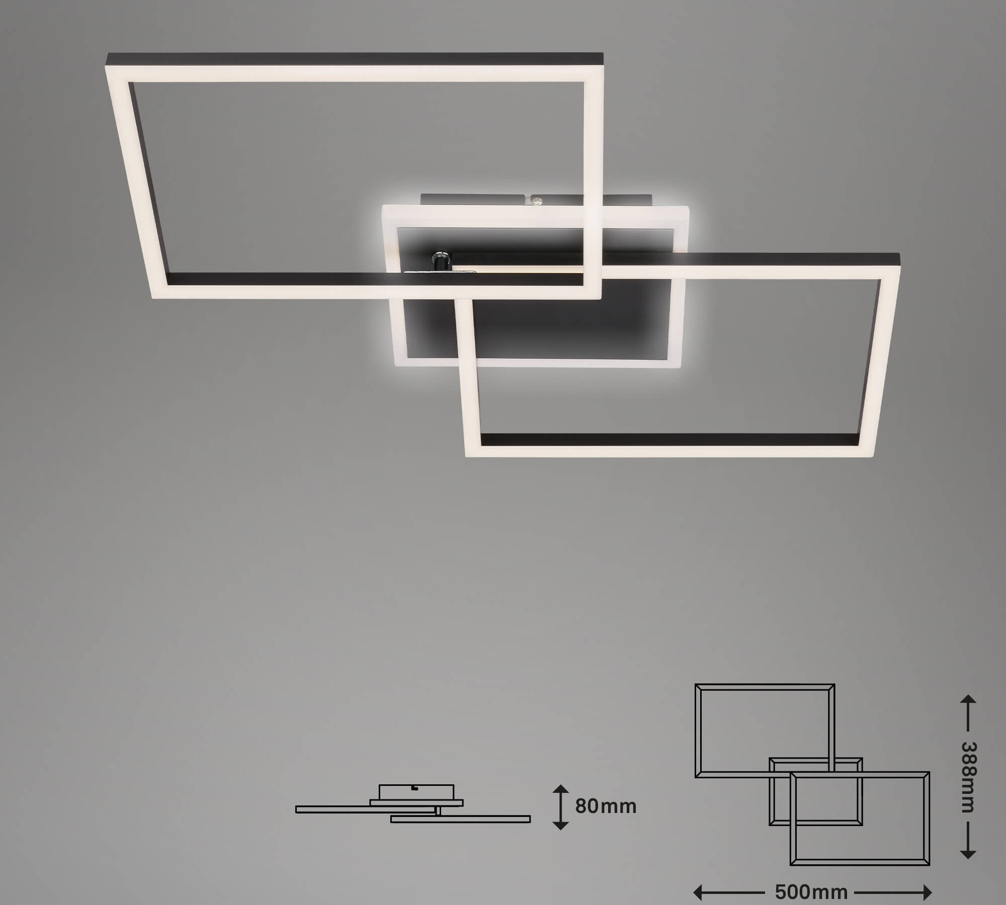 *FRAME APPL/PLAF.LED CM.50X38.8 40W MET/NERO C/TEL