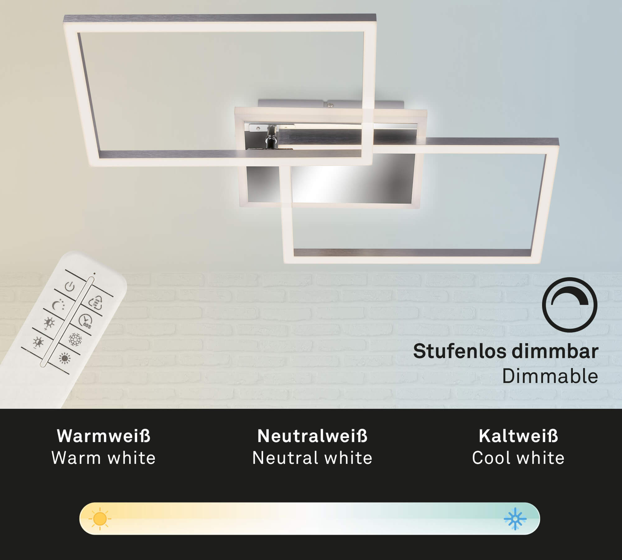 *FRAME APPL/PLAF.LED CM.50X38.8 MET/CROMO C/TEL.