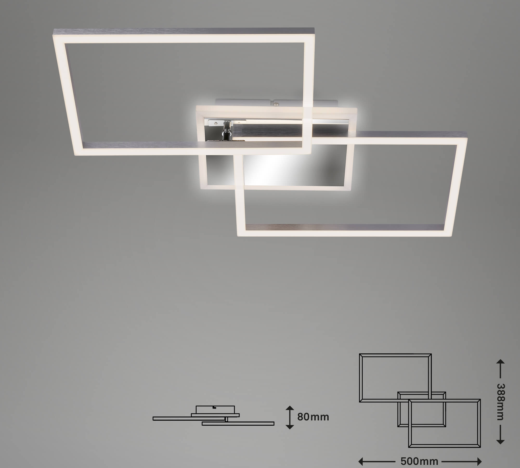 *FRAME APPL/PLAF.LED CM.50X38.8 MET/CROMO C/TEL.