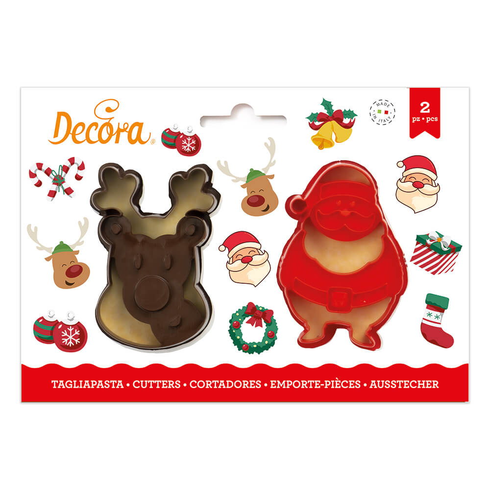 SET2 TAGLIAPASTA BABBO NATALE E RENNA PLASTICA