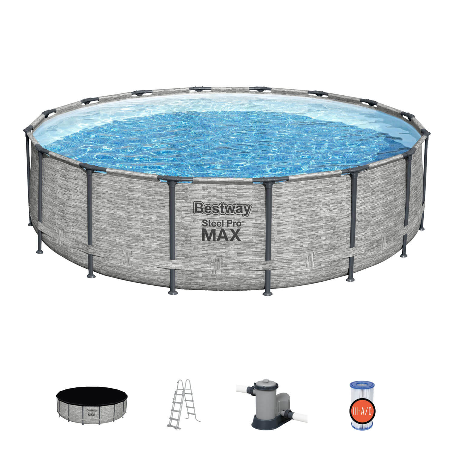 PISCINA STEEL PRO MAX 4.88X1.22M GRIGIA