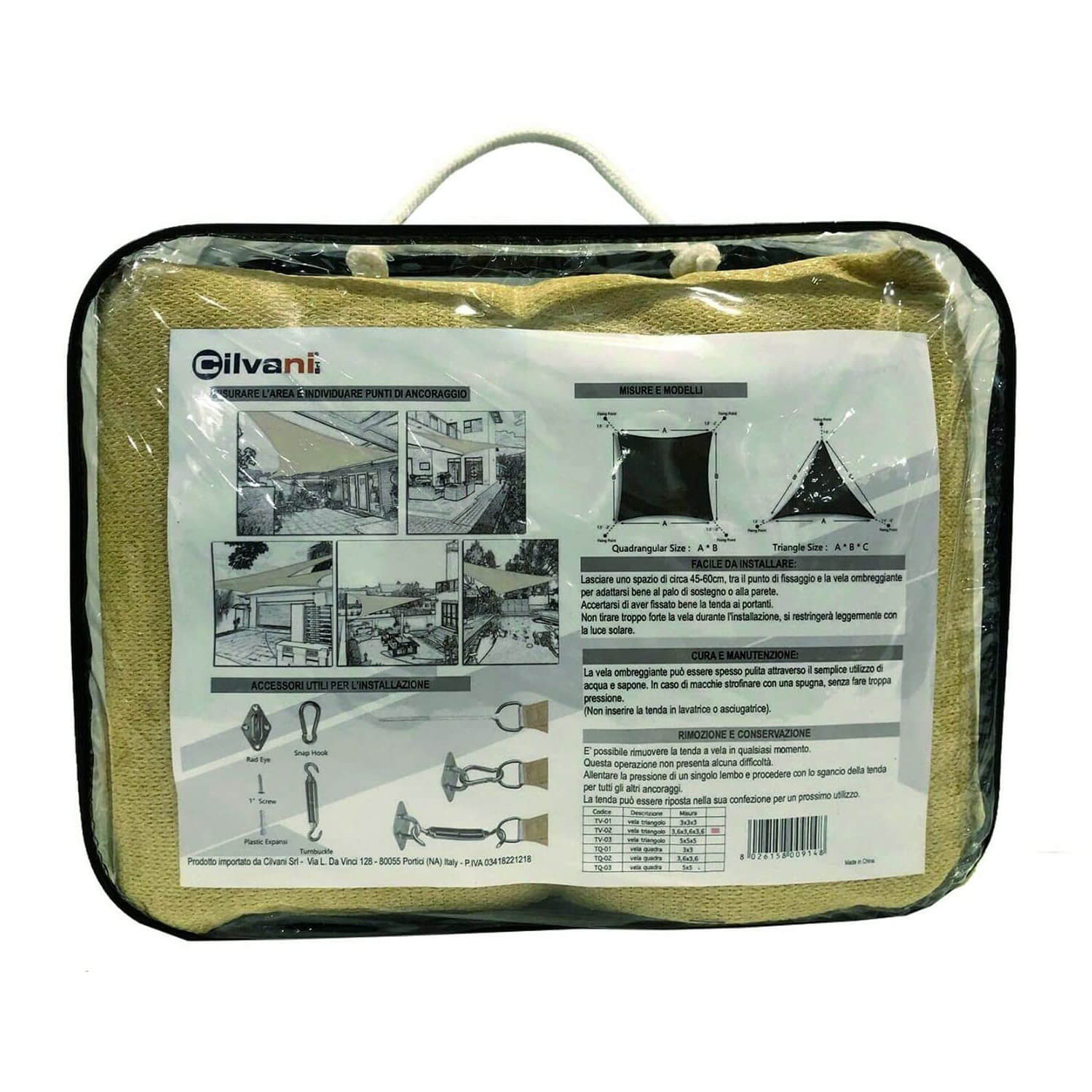 VELA TRIANGOLARE BEIGE MT.3X3X3