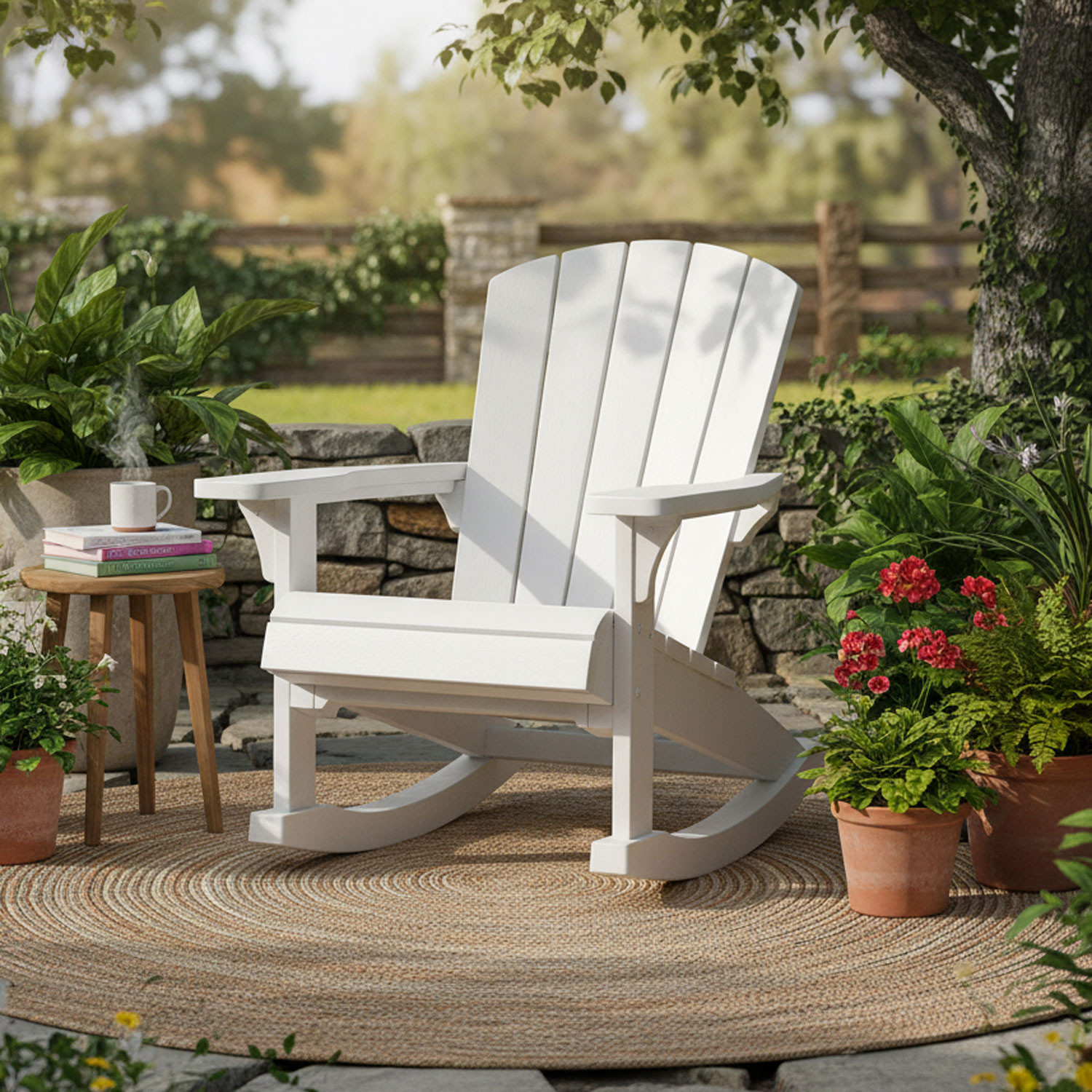 SEDIA A DONDOLO IN RESINA BIANCA