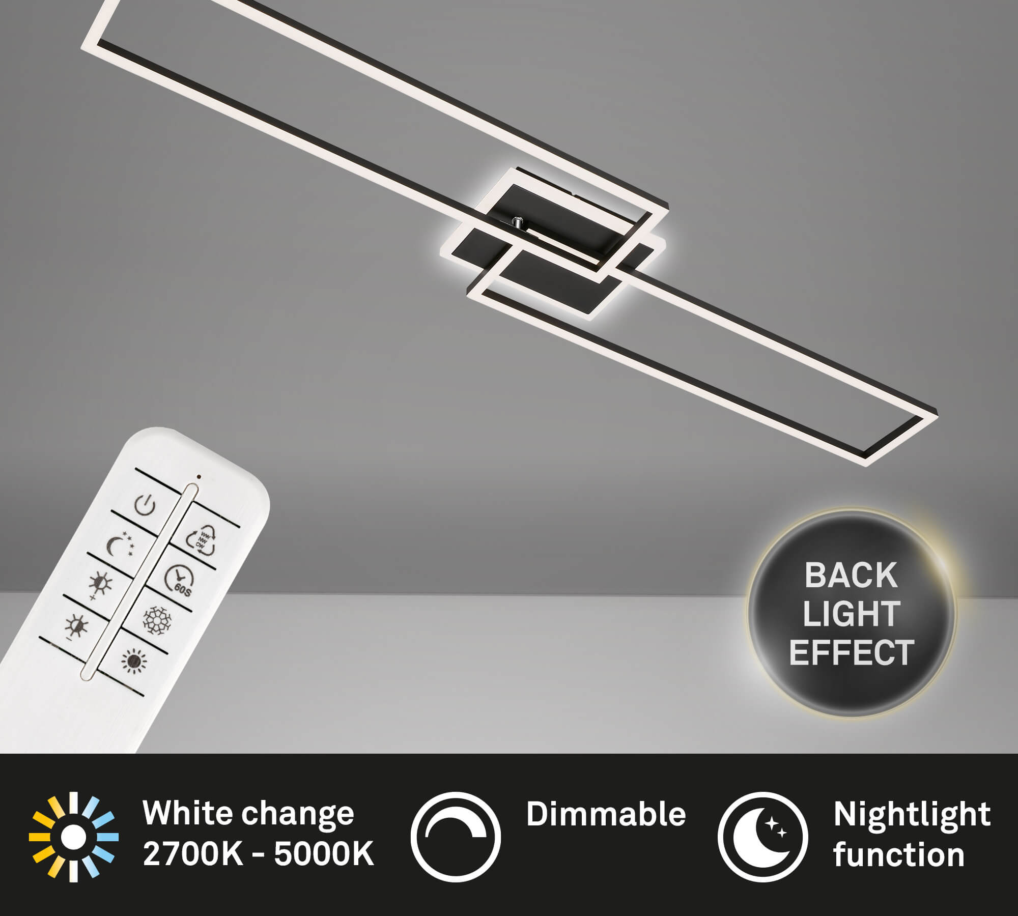*FRAME PLAF.LED CM.110X24.8 40W 2.7K-6.5K NERO