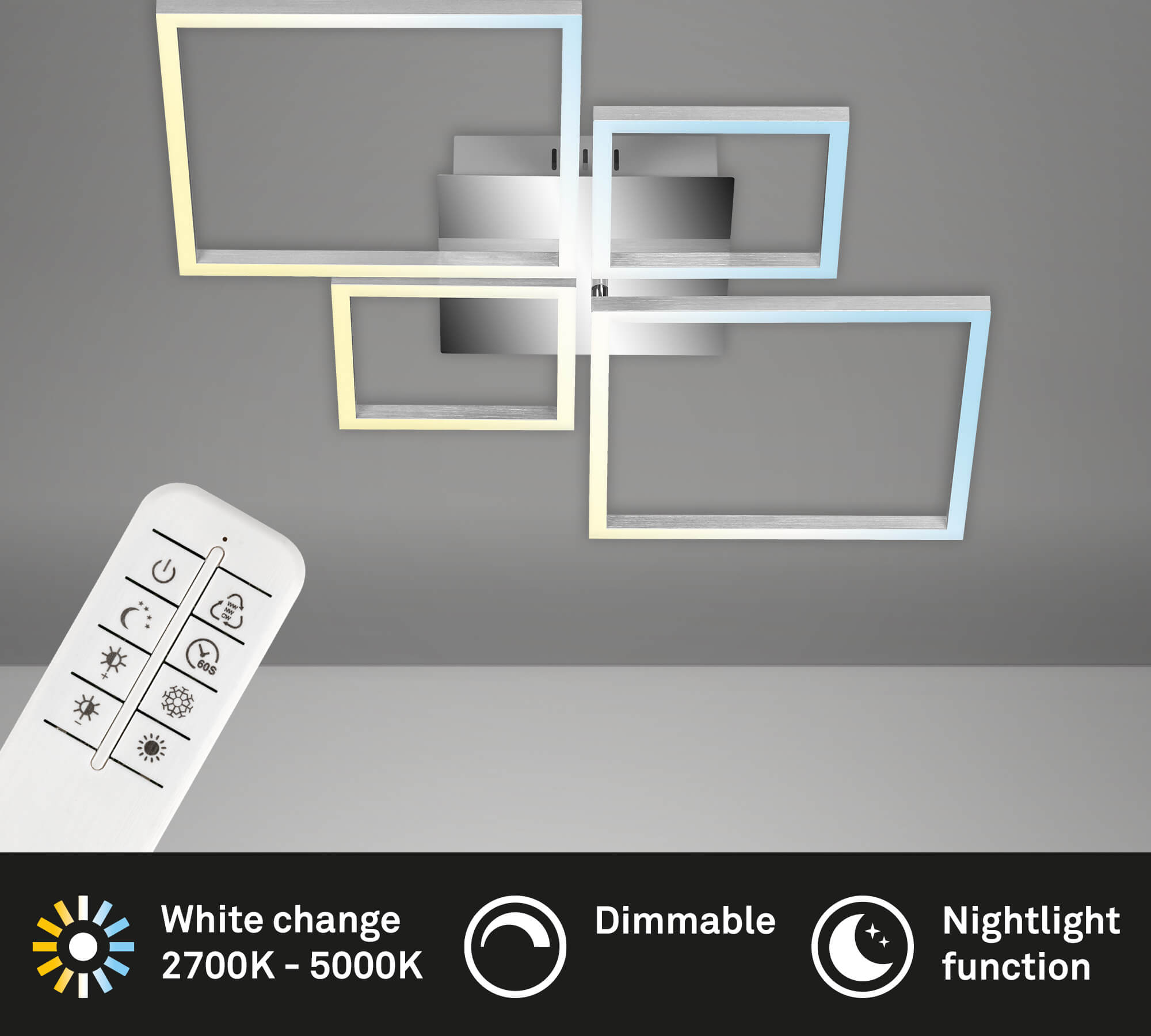 *FRAME PLAFONIERA CM.75X47 40W DIMM.CROMO/ALLUMINI