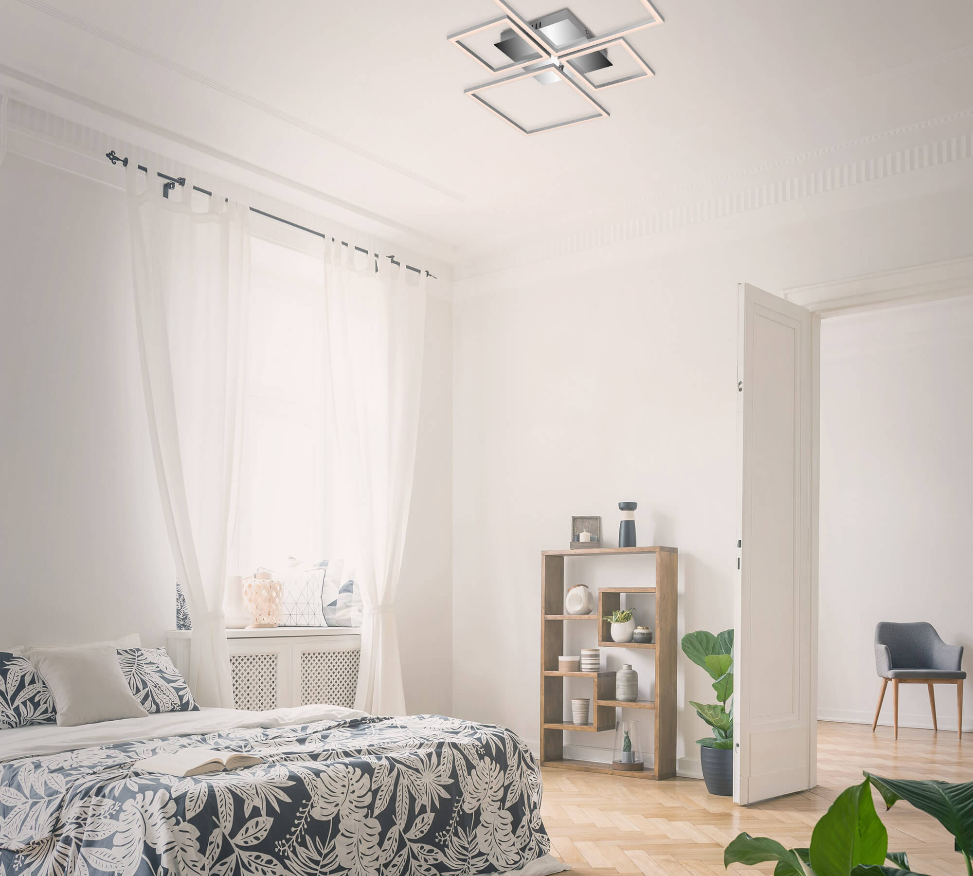 *FRAME PLAFONIERA CM.75X47 40W DIMM.CROMO/ALLUMINI