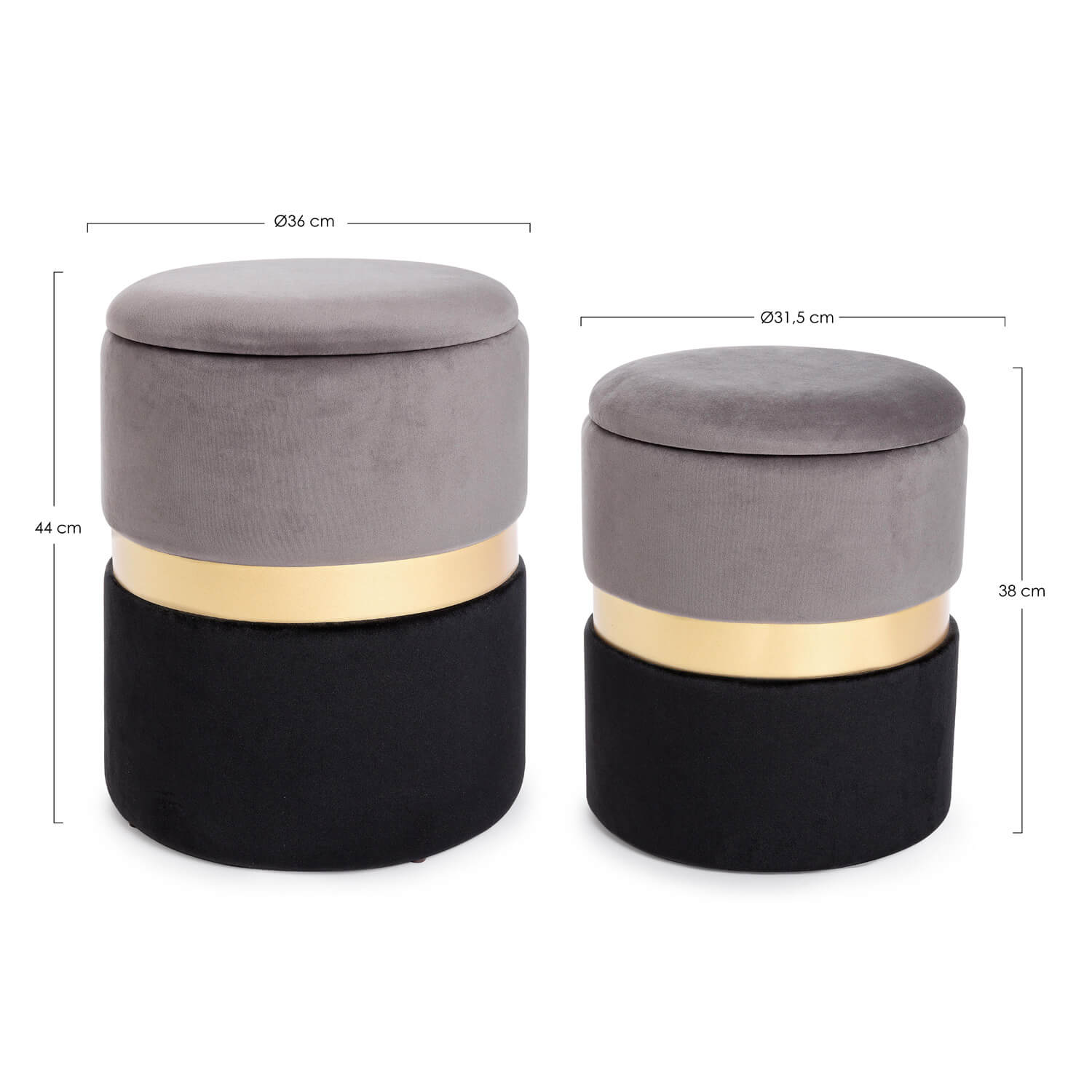 POUF CONTENITORE POLINA GRIGIO/NERO GRANDE