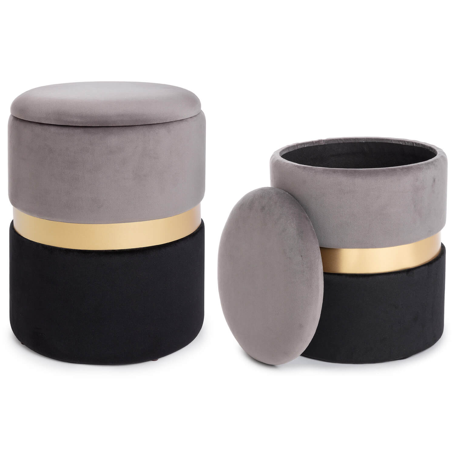 POUF CONTENITORE POLINA GRIGIO NERO PICCOLO