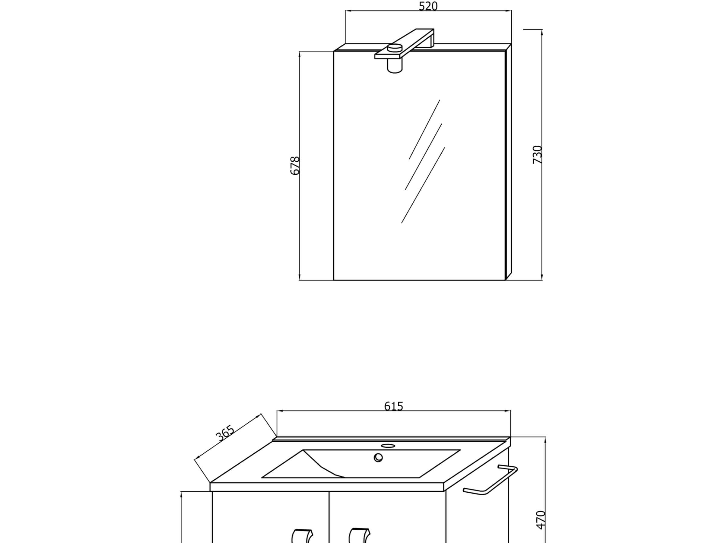 COMPOSIZIONE BAGNO CM.60 ROVERE BIANCO