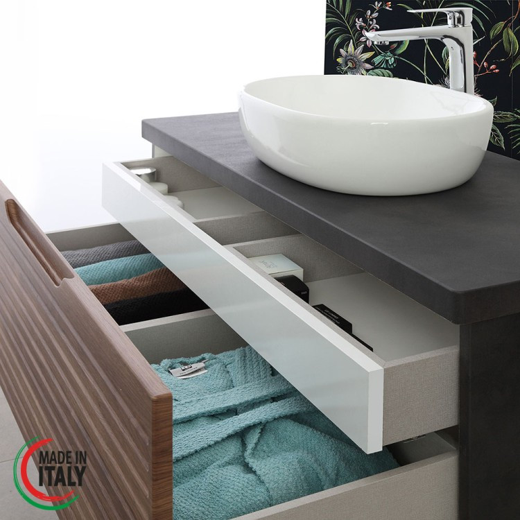 *MOBILE BAGNO 1 CASSETTO CM.90 NOCE RIVEST.IN PVC