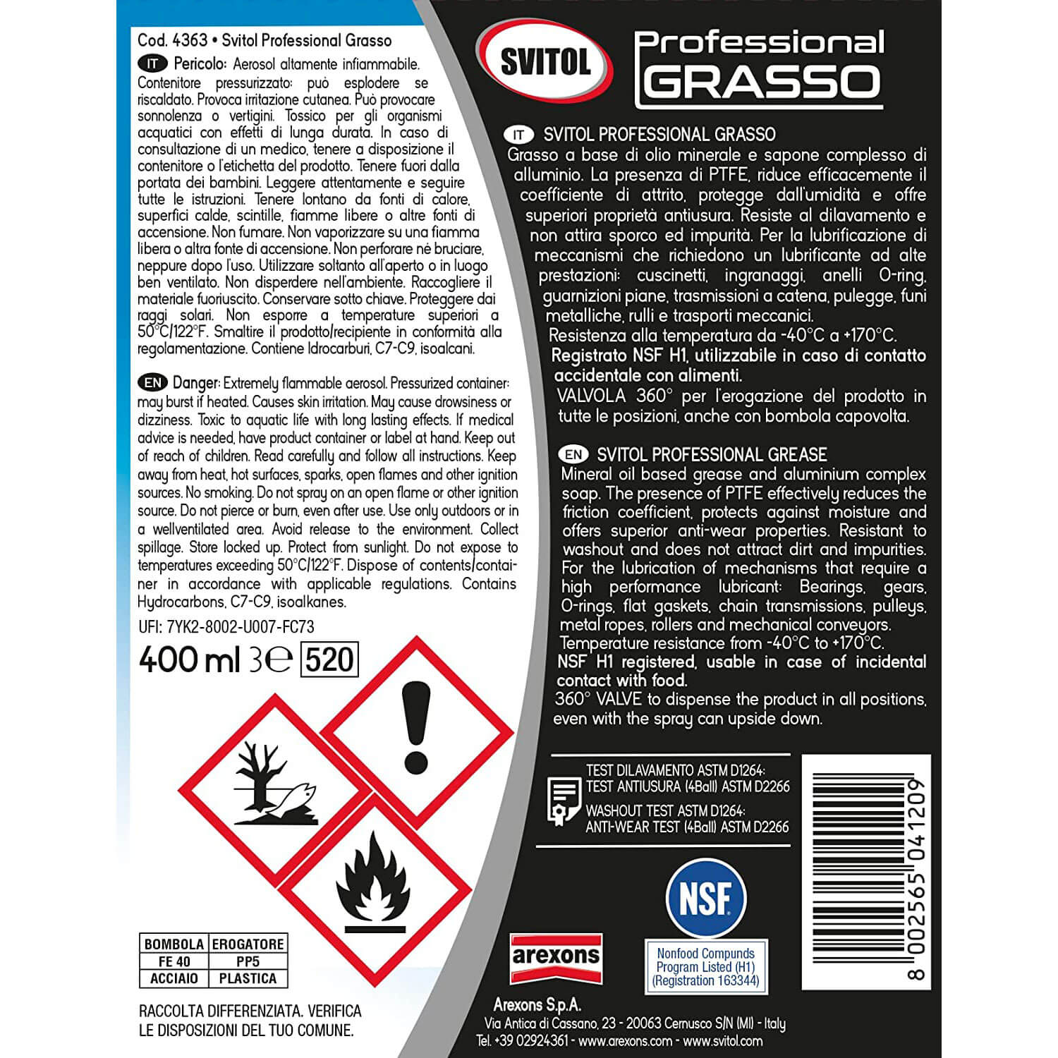 SVITOL GRASSO PTFE PROFESSIONAL ML.400