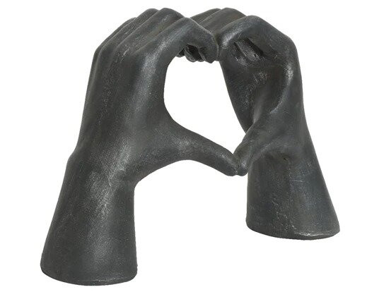 STATUA CUORE IN POLIMAGNESIO H.47 ANTRACITE/ARGENT