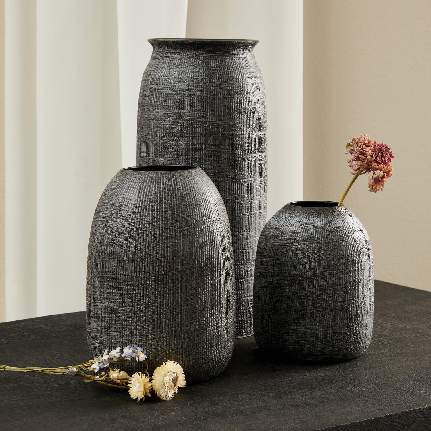VASO PAPYRUS GRIGIO SCURO H. 19.5