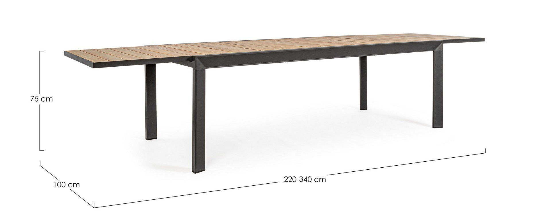TAVOLO ALL.BELMAR 220-340X100 NATURALE-ANTRACITE