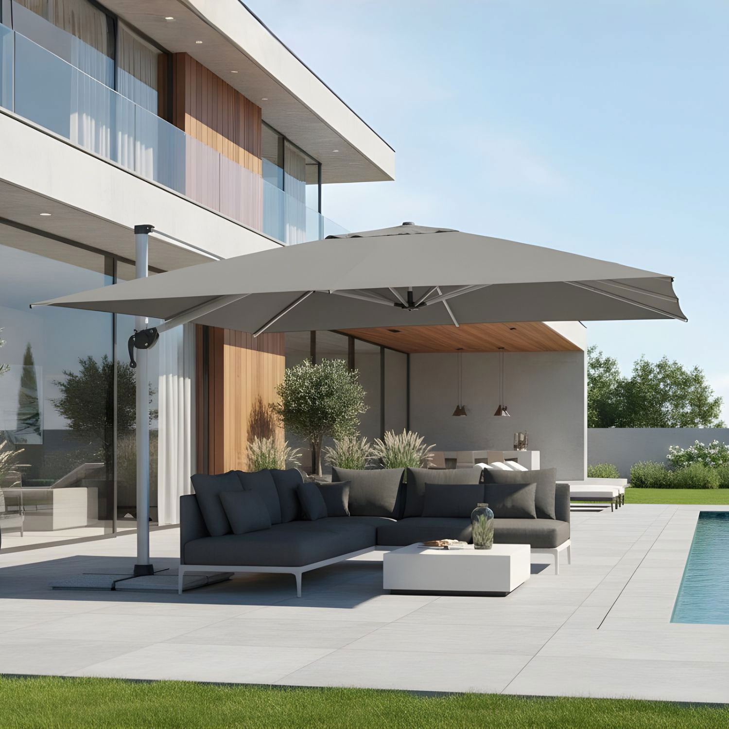 OMBRELLONE BRACCIO INES 4X4 ANODIZZ.GRIGIO C/COP.