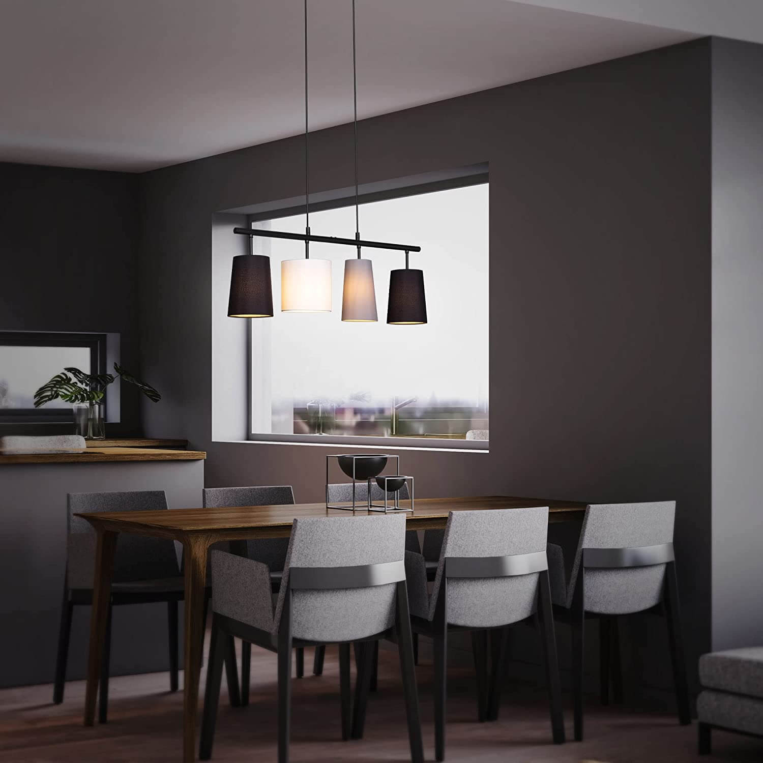 *SOSPENSIONE FERRO 4 LUCI CM.74 E27 NERA