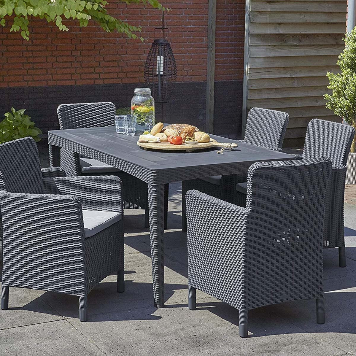 TAVOLO IN RESINA RATTAN GIRONA CM.160X90 GRAFITE