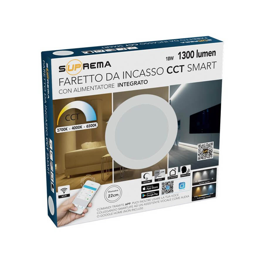 FARETTO AD INCASSO WIFI D.22 BIANCO