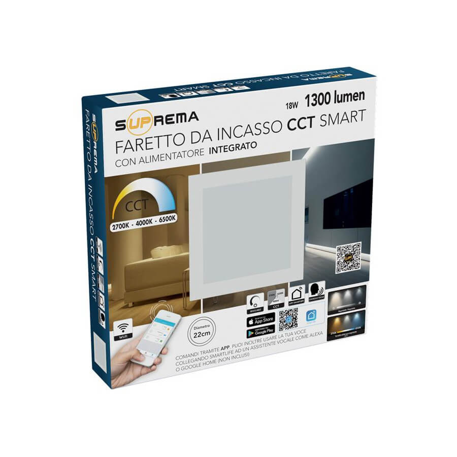 FARETTO AD INCASSO WIFI CM.22 BIANCO