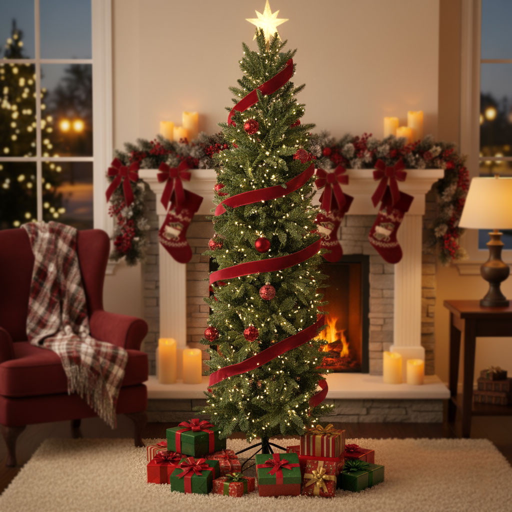 ALBERO NATALE SLIM MISTO CM.210 665 PUNTE