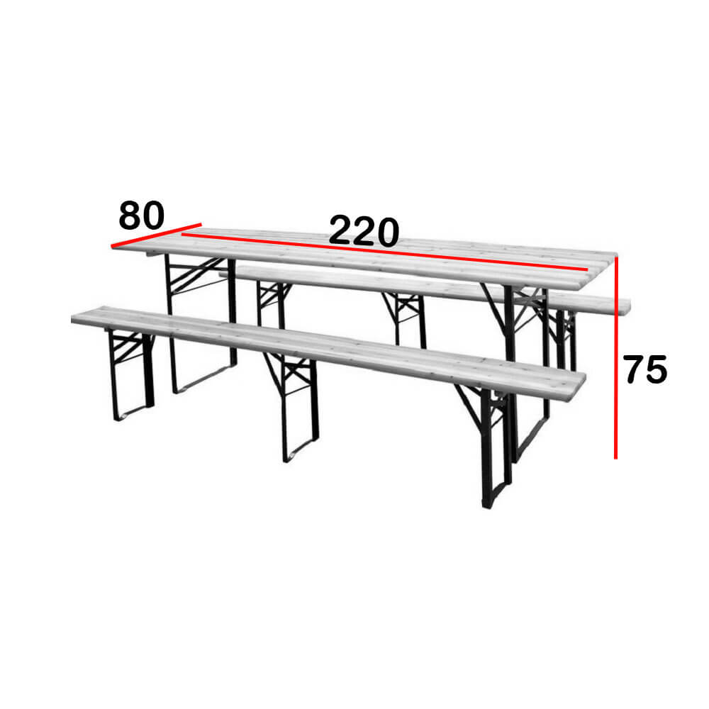 SET BIRRER.CM.200X80 TAVOLO+2PANCHE