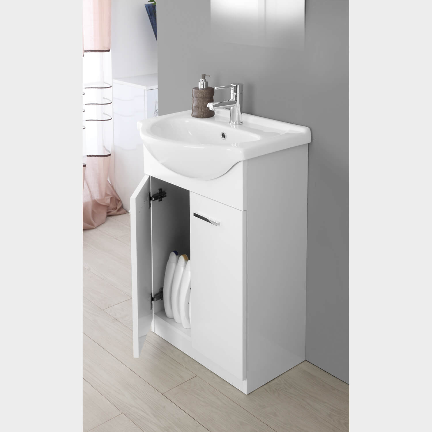 MOBILE BAGNO C/SPECCHIO CM.56X87H BIANCO LUCIDO