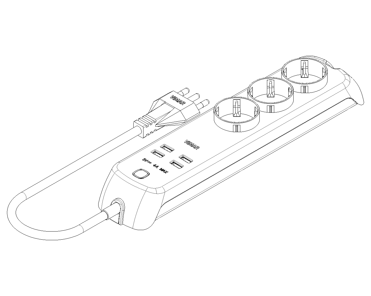 MULTIPRESA 3 SCHUKO 4USB WI-FI